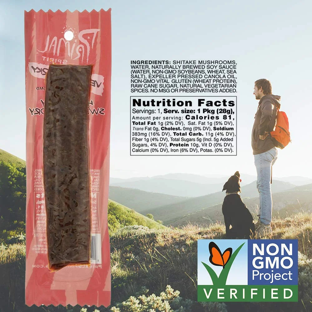 Primal Hot & Spicy Shiitake Mushrooms Vegan Jerky, 1 oz (Pack of 24) L129