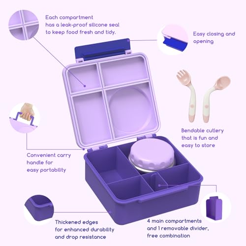 Bento Box for Kids - Leak-Proof Lunch Box with Insulated Thermos Food Jar, Blue O585527