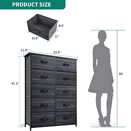 YITAHOME 10 Drawer Dresser Fabric Storage Tower with Steel Frame D314444