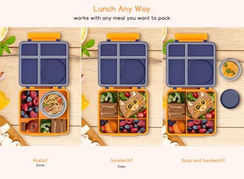 Bento Box for Kids - Leak-Proof Lunch Box with Insulated Thermos Food Jar, Blue O585527