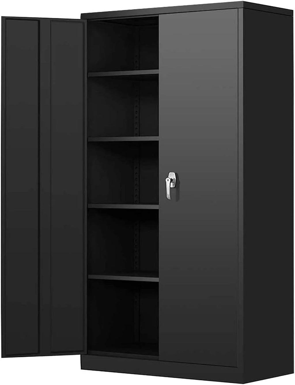 Metal Storage Cabinet with Locking Doors, 72" Tall, Black B350639