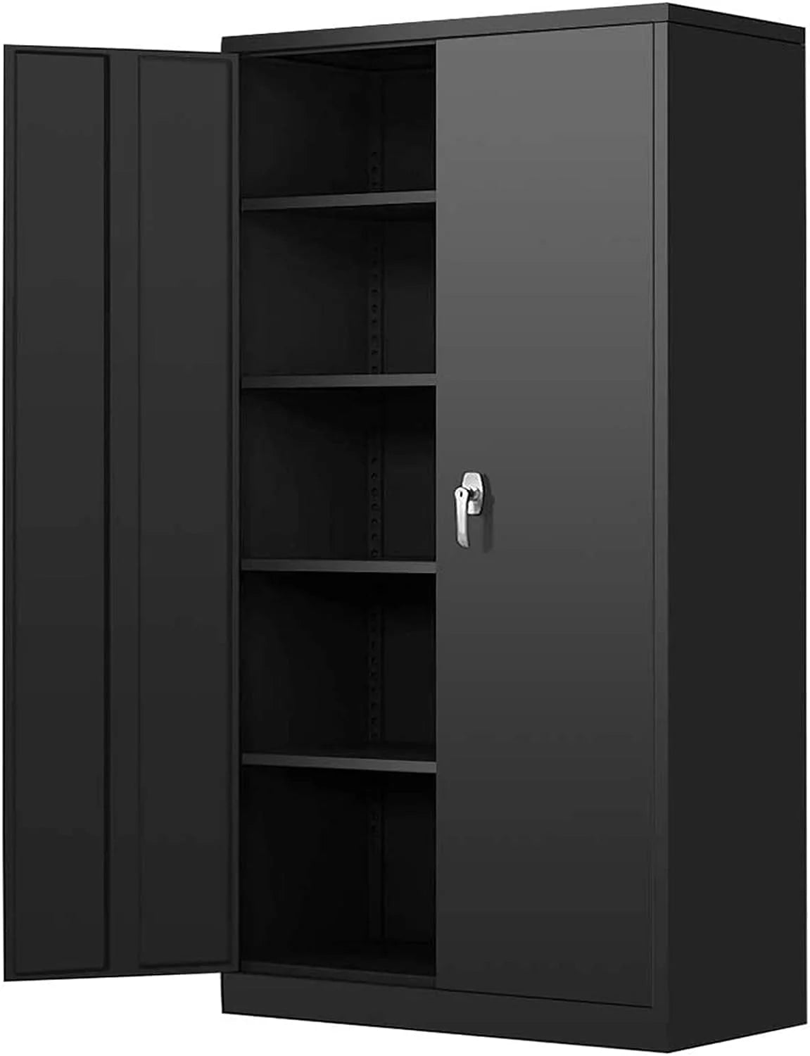 Metal Storage Cabinet with Locking Doors, 72" Tall, Black B350639