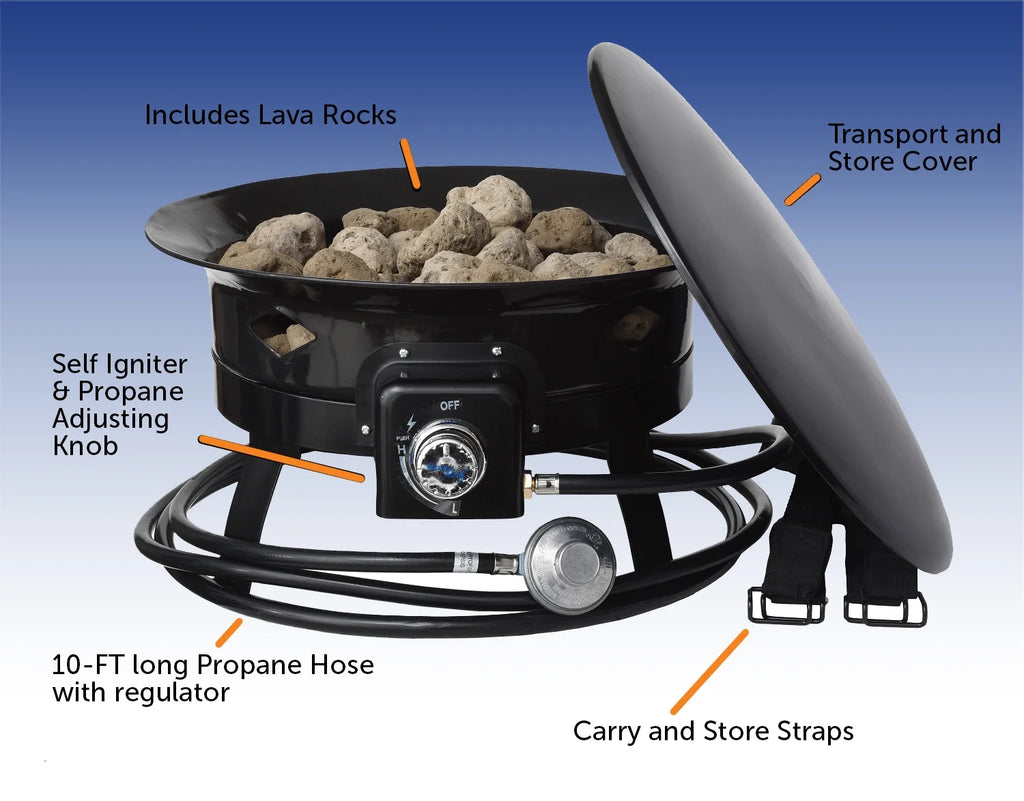 Flame King Portable Propane Outdoor Gas Fire Pit with Cover & Carry Kit E785528