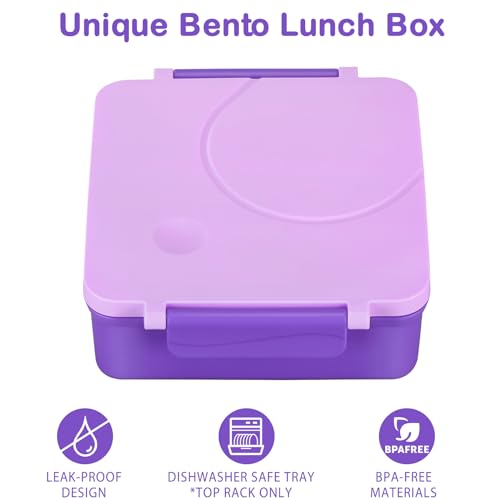 Bento Lunch Box Set for Kids with Soup Thermo, Leak-Proof, 4 Compartment, Black W97698