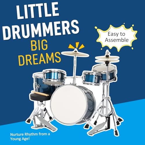 Ktaxon 5-Piece Junior Drum Set with Throne, Pedal & Drumsticks, Black Y61267