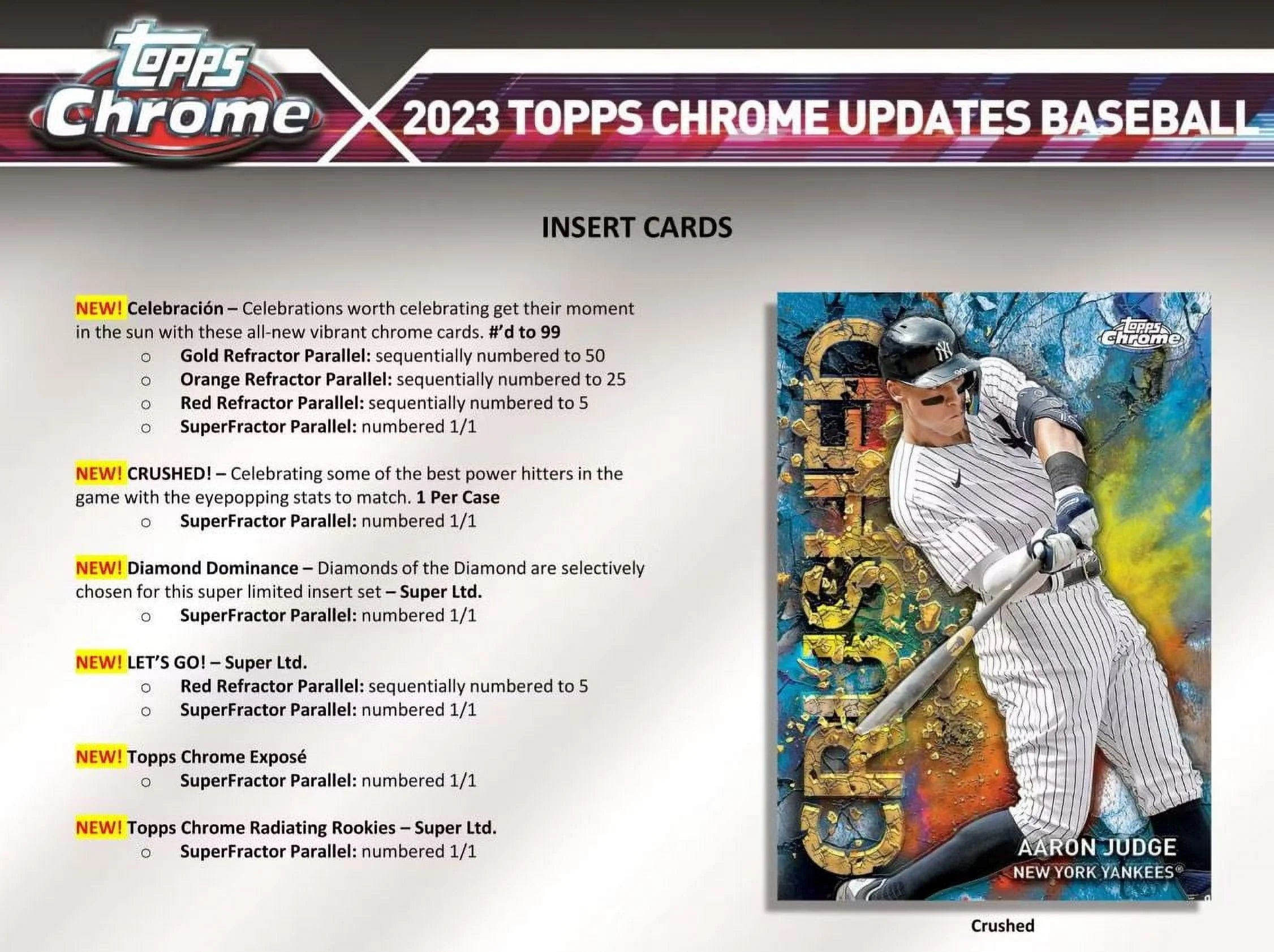 MLB 2023 Chrome Update Series Baseball Trading Card Hobby Box F996151