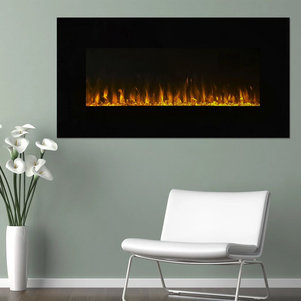 Northwest 36-inch Wall-Mount Electric Fireplace with Remote, Black M493