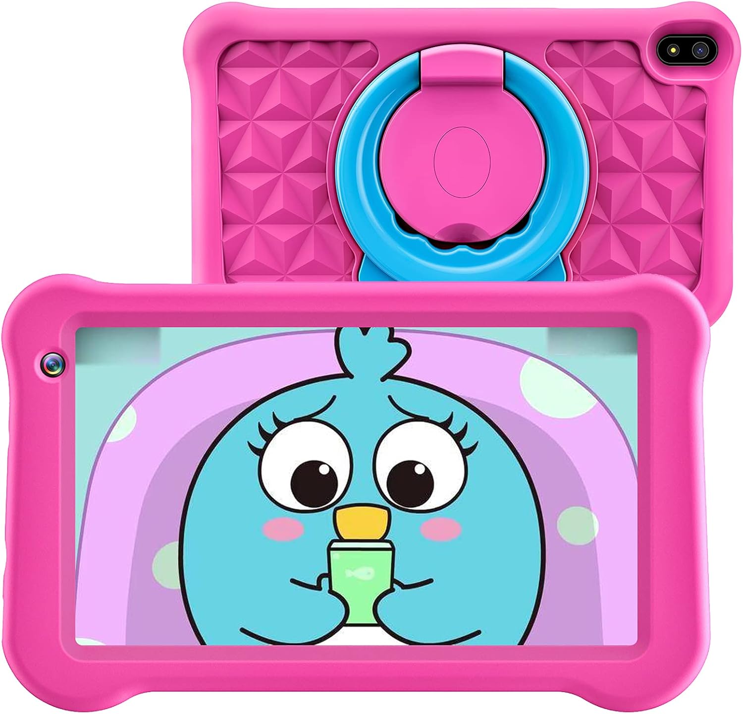 Kids Tablet 7 inch HD IPS Android Tablet with WiFi, Dual Camera, Parent Control - Pink (2-Pack) F3959