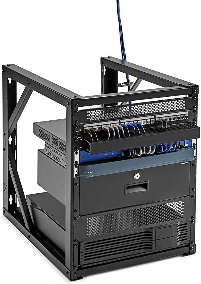 NavePoint 15U Wall-Mount Open Frame Network Equipment Rack, 24.81" Depth, Black J55301