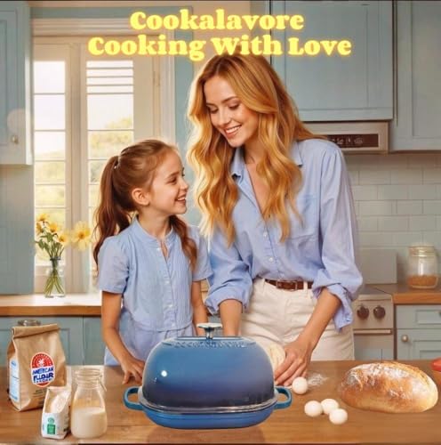 Cast Iron Dutch Oven 6 QT Bread Pan with Lid, Blue A278