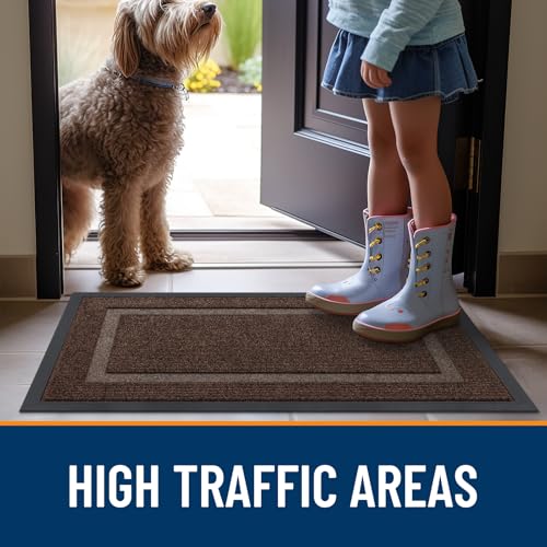 OLANLY Front Door Mat Indoor Outdoor Entrance, Waterproof, 36x24, Black P2970