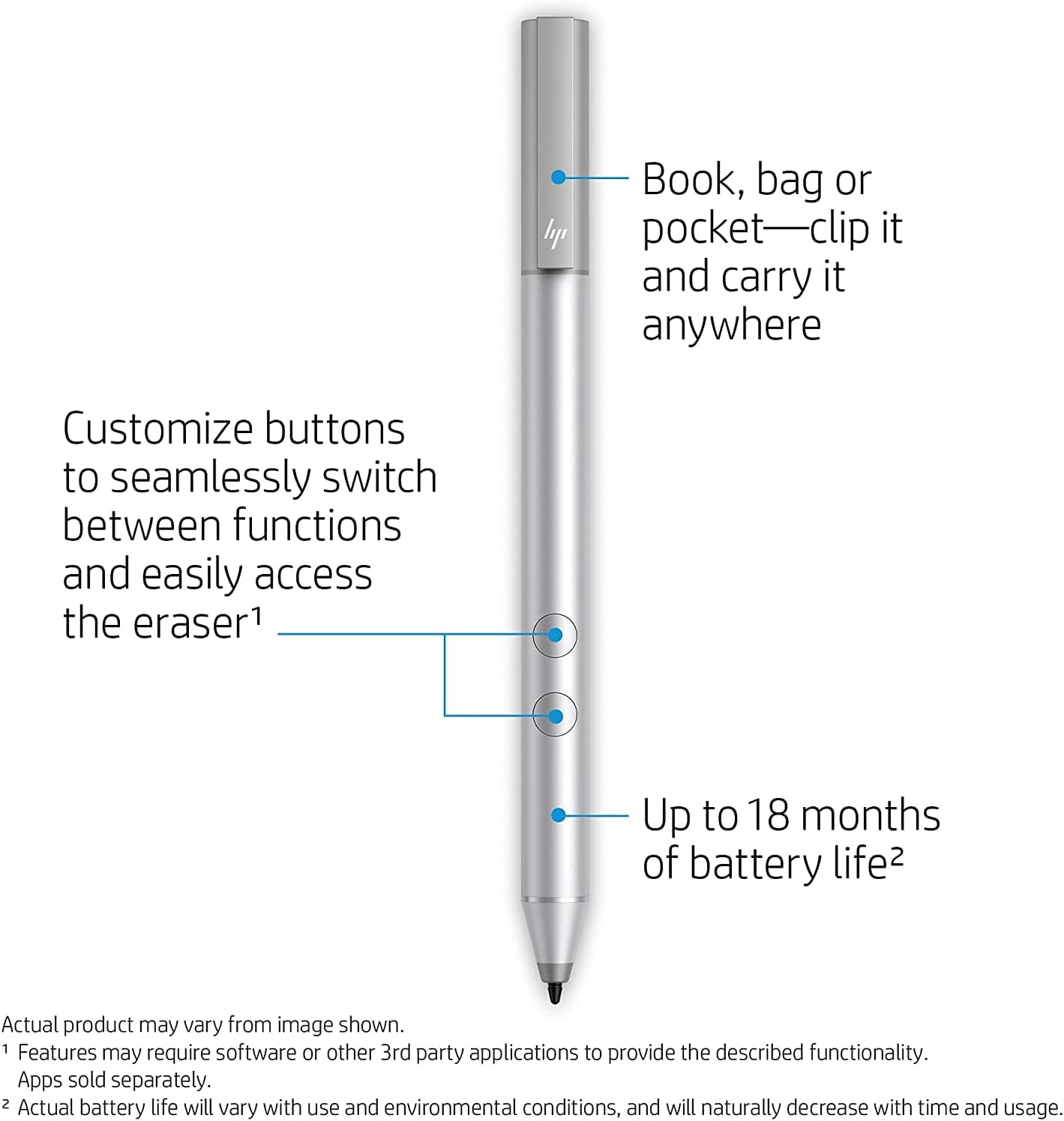 HP Stylus Pen 2-Pack for HP Envy x360, Pavilion x360, Spectre x360 D60281
