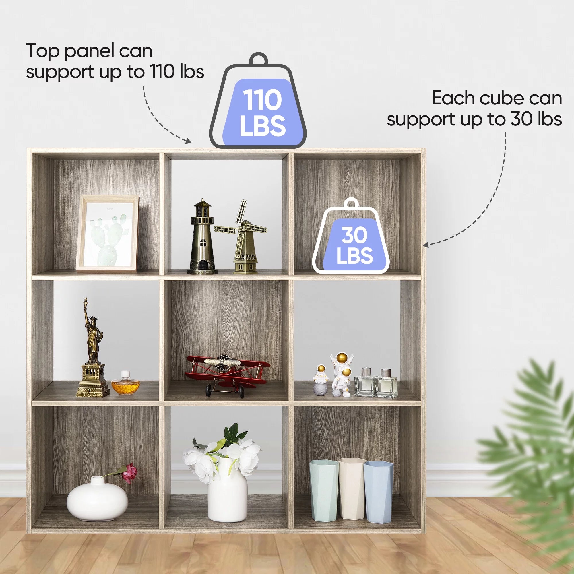 HomGarden 3-Tier 9 Cube Storage Organizer Wood Bookcase Cabinet Black A19933