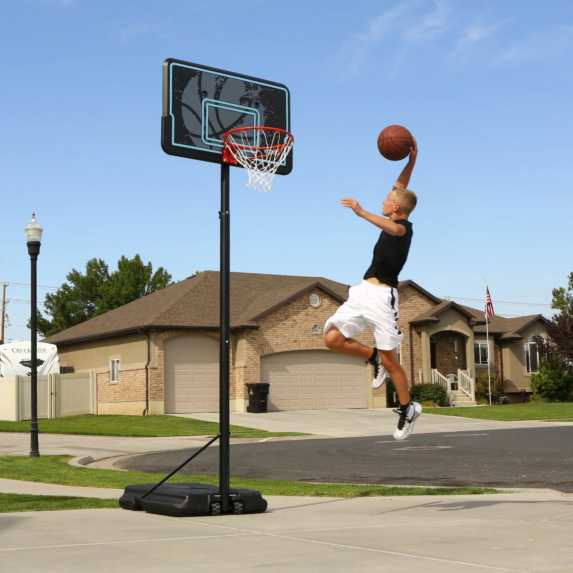 Lifetime Adjustable Portable Basketball Hoop, 44 inch HDPE Plastic Impact A80209