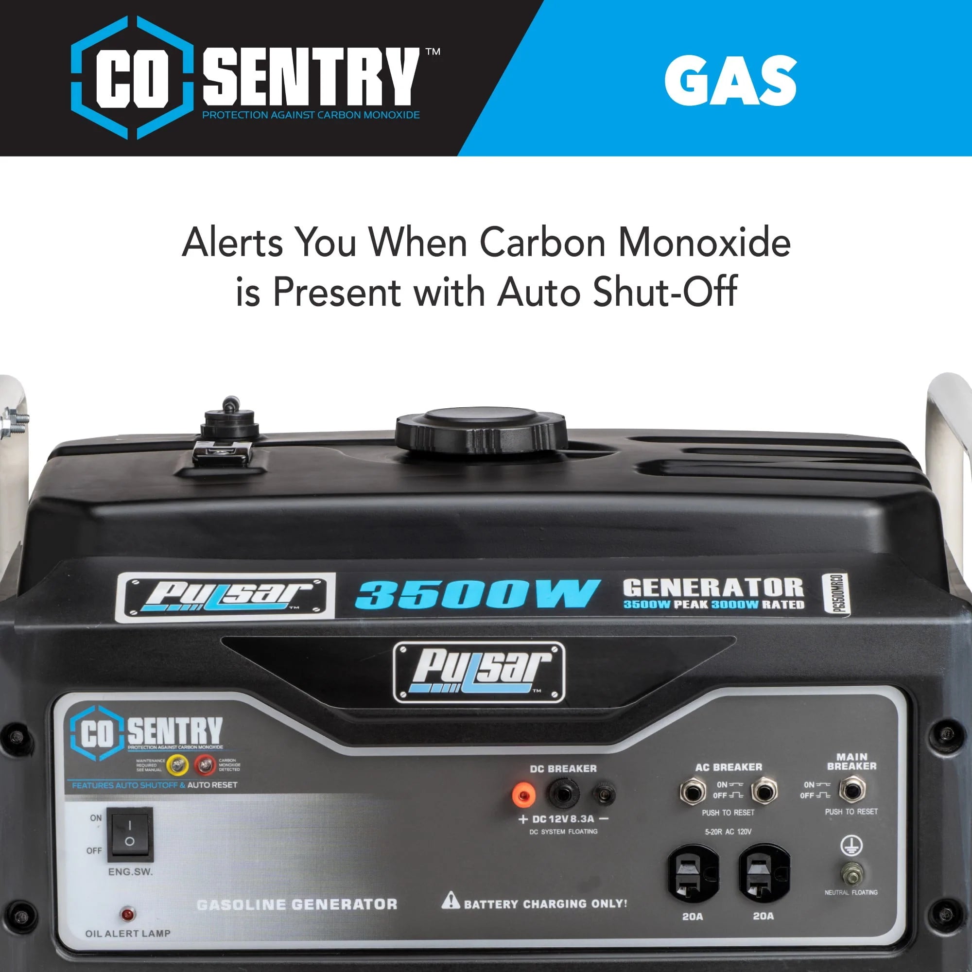 Pulsar 3500-Watt Gasoline Generator with CO Sentry G231387