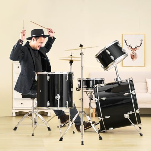 VEVOR Adult 5-Piece Drum Set, 22 Inch Full Size Kit, Black L366261