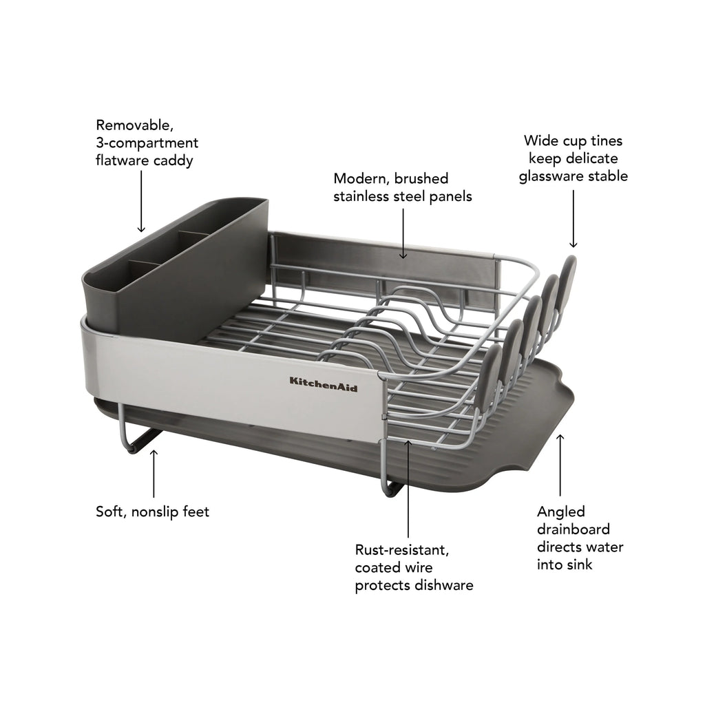 Kitchenaid Stainless Steel Compact Dish Rack, Satin Gray T892