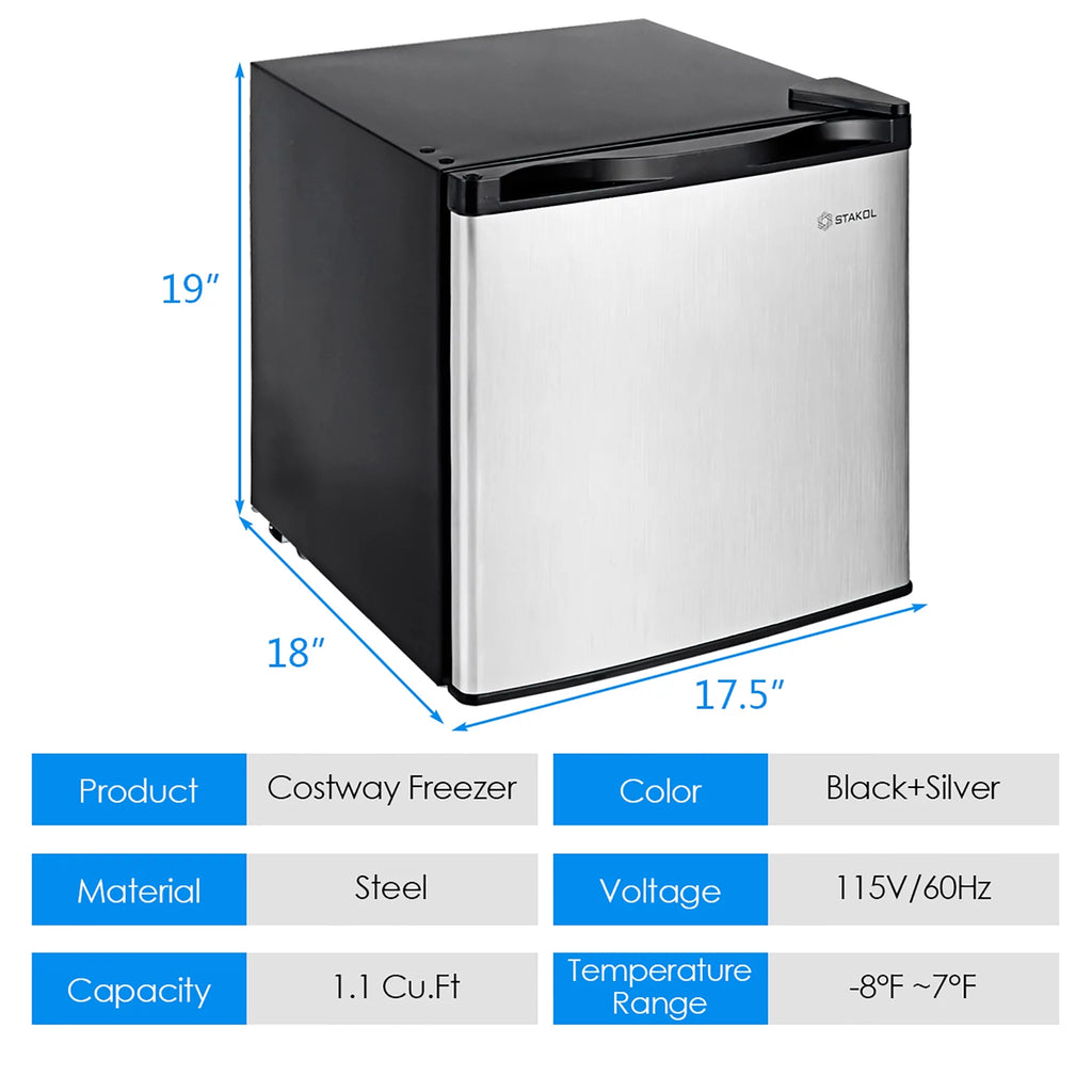 STAKOL 1.1 cu.ft. Compact Single Door Mini Upright Freezer H880