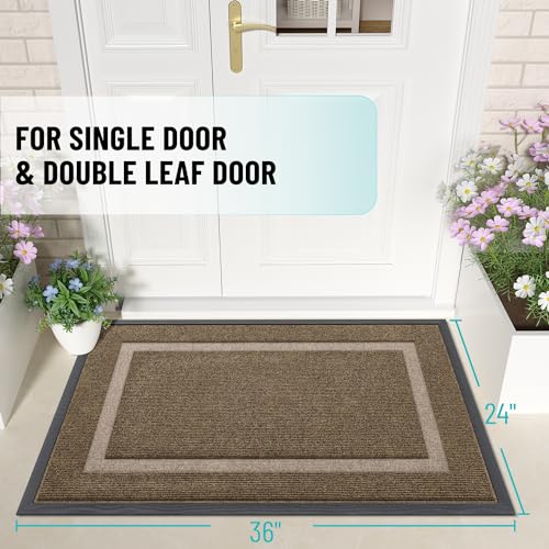 OLANLY Front Door Mat Indoor Outdoor Entrance, Waterproof, 36x24, Black P2970