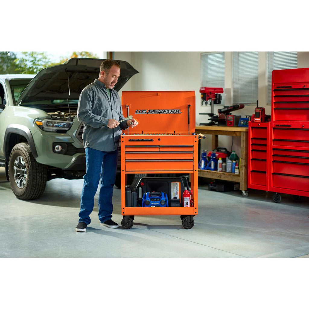 U.S. GENERAL 30 in. 4-Drawer Tech Cart, Red Y546116