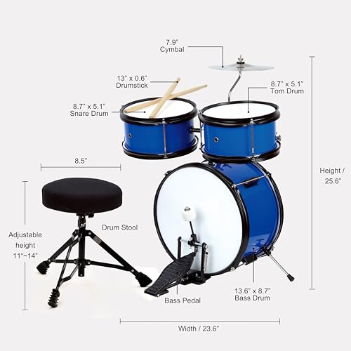 5-Piece Kids Junior Drum Set with 13" Bass Drum for Ages 3-9 P366