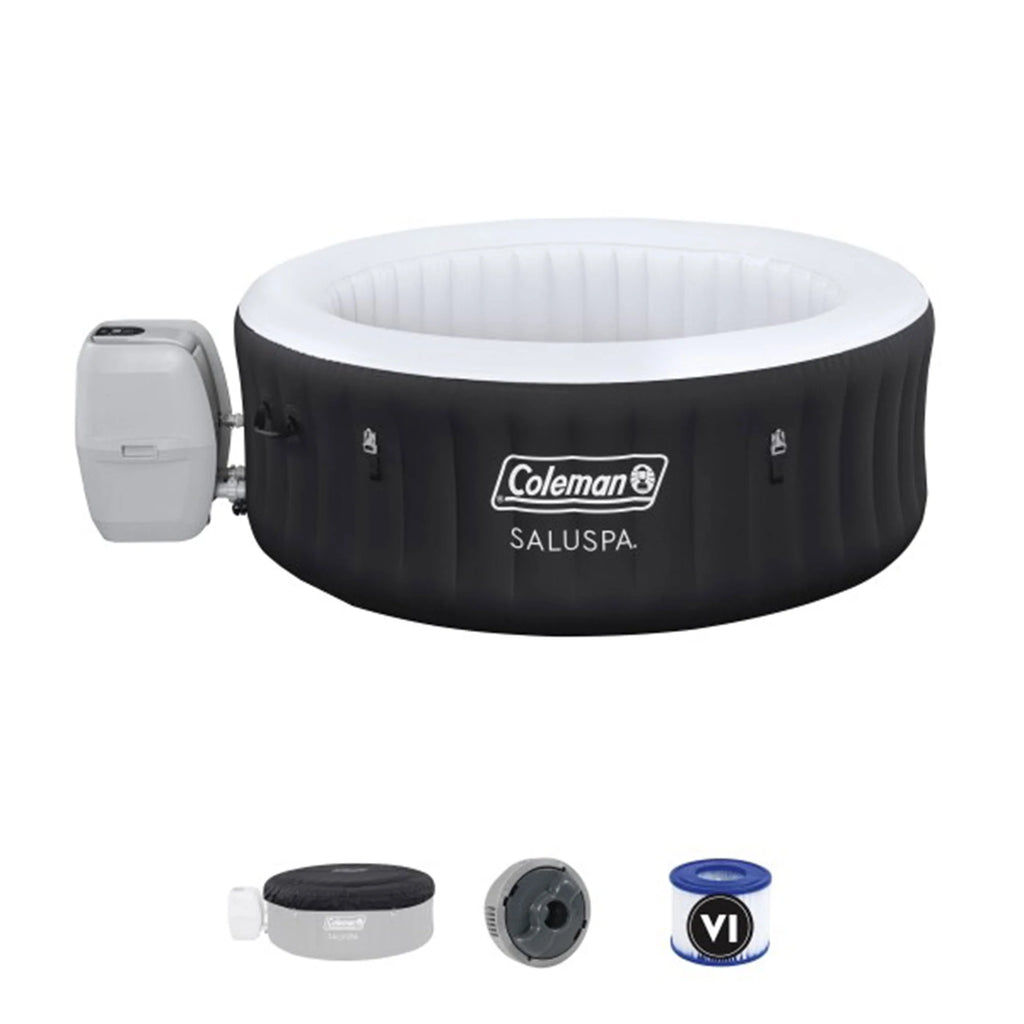 Coleman SaluSpa AirJet Inflatable Round Hot Tub, 60 Jets, Black D46266