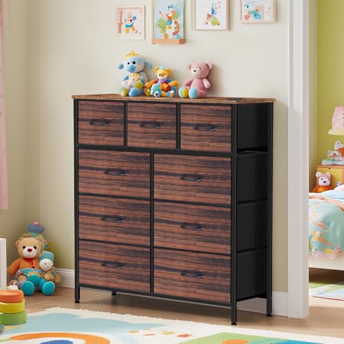 9 Drawer Dresser for Bedroom, Charcoal Black Fabric Storage Chest K84969