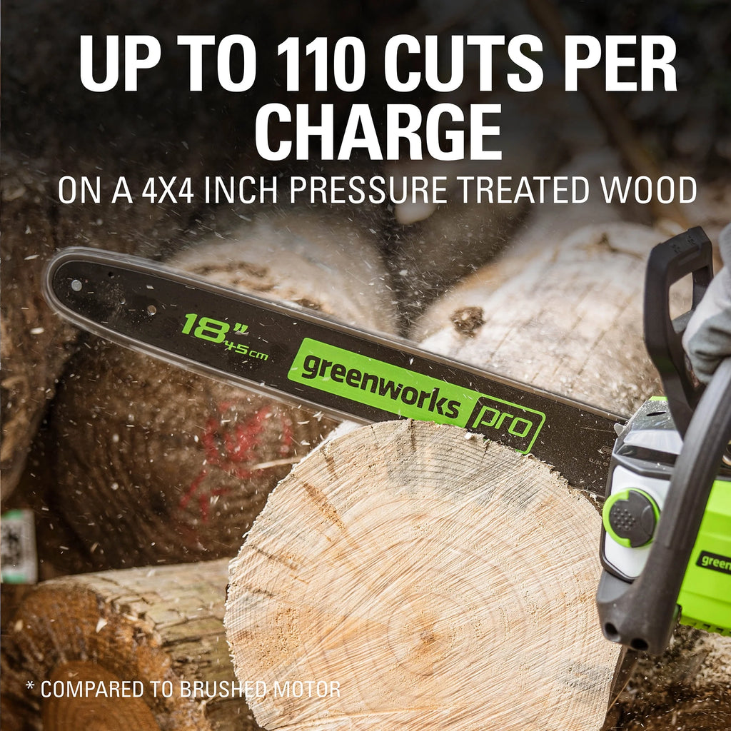 Greenworks 80V 18-inch Cordless Brushless Chainsaw Kit with 2.0 Ah Battery & Charger S659932