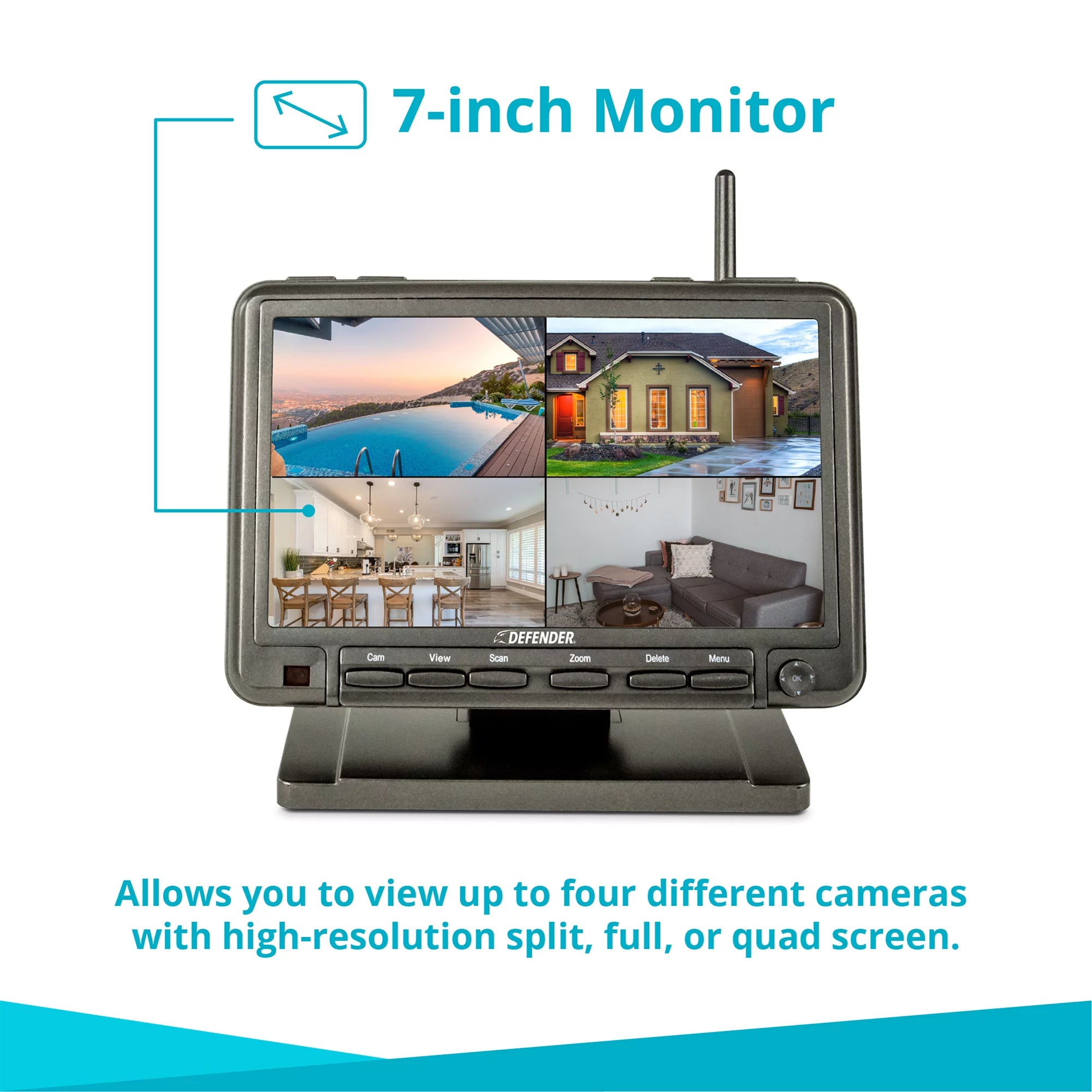 Defender PhoenixM2 Security Camera System with 7" Monitor and 2 Night Vision Cameras M13389