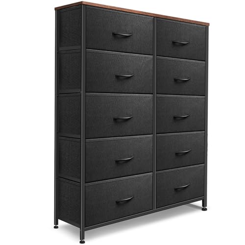 9 Drawer Dresser for Bedroom, Charcoal Black Fabric Storage Chest K84969