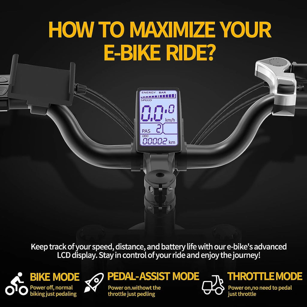 Ridstar Electric Bike for Adults, 20" Fat Tire, 1000W, Removable 48V/20Ah Battery R94788
