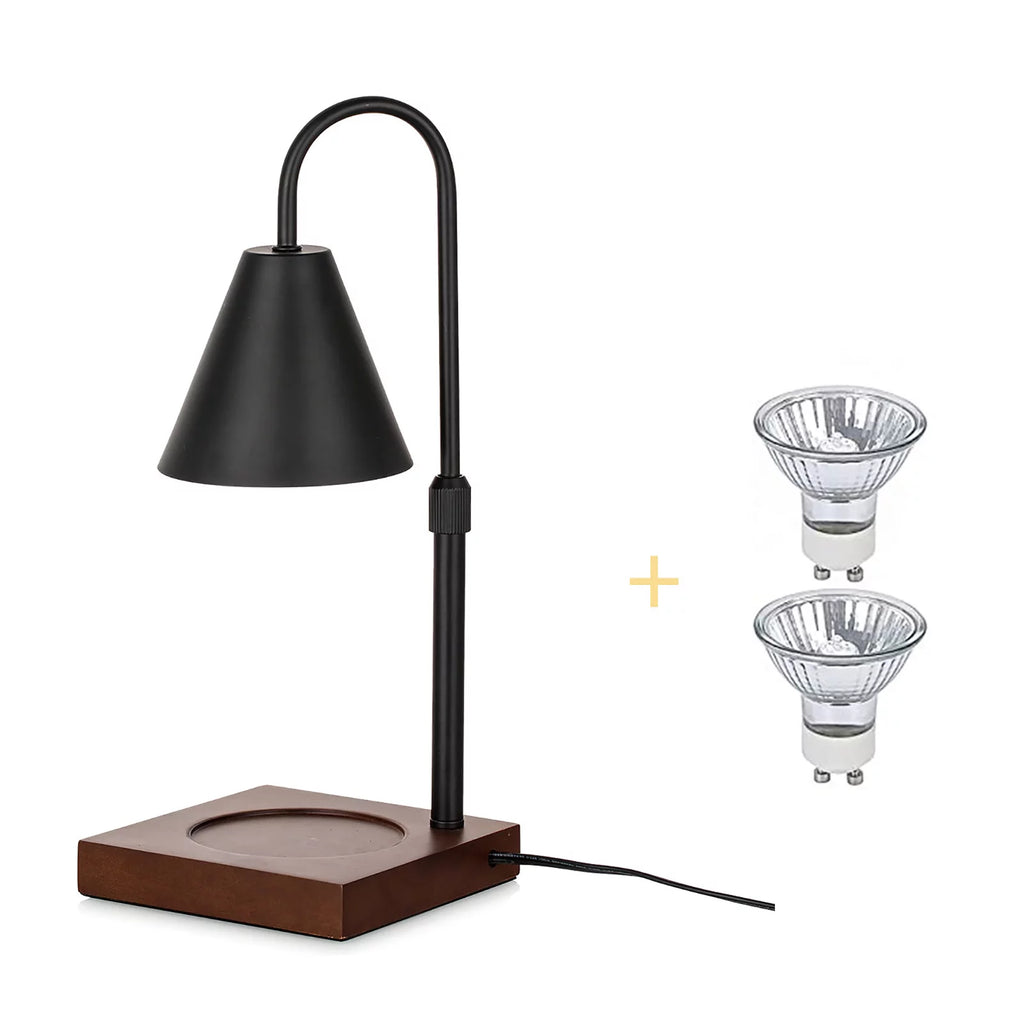Sziqiqi Candle Wax Warmer Lamp with Timer, Dimmable Light, 2 Bulbs, Black Walnut G296325