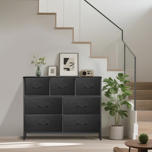 9 Drawer Dresser for Bedroom, Charcoal Black Fabric Storage Chest K84969