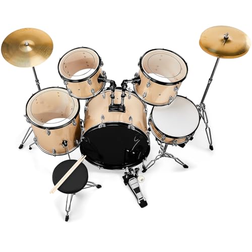 Ktaxon 22 Inch 5-Piece Adult Drum Set with Cymbals and Stool (Blue) G680