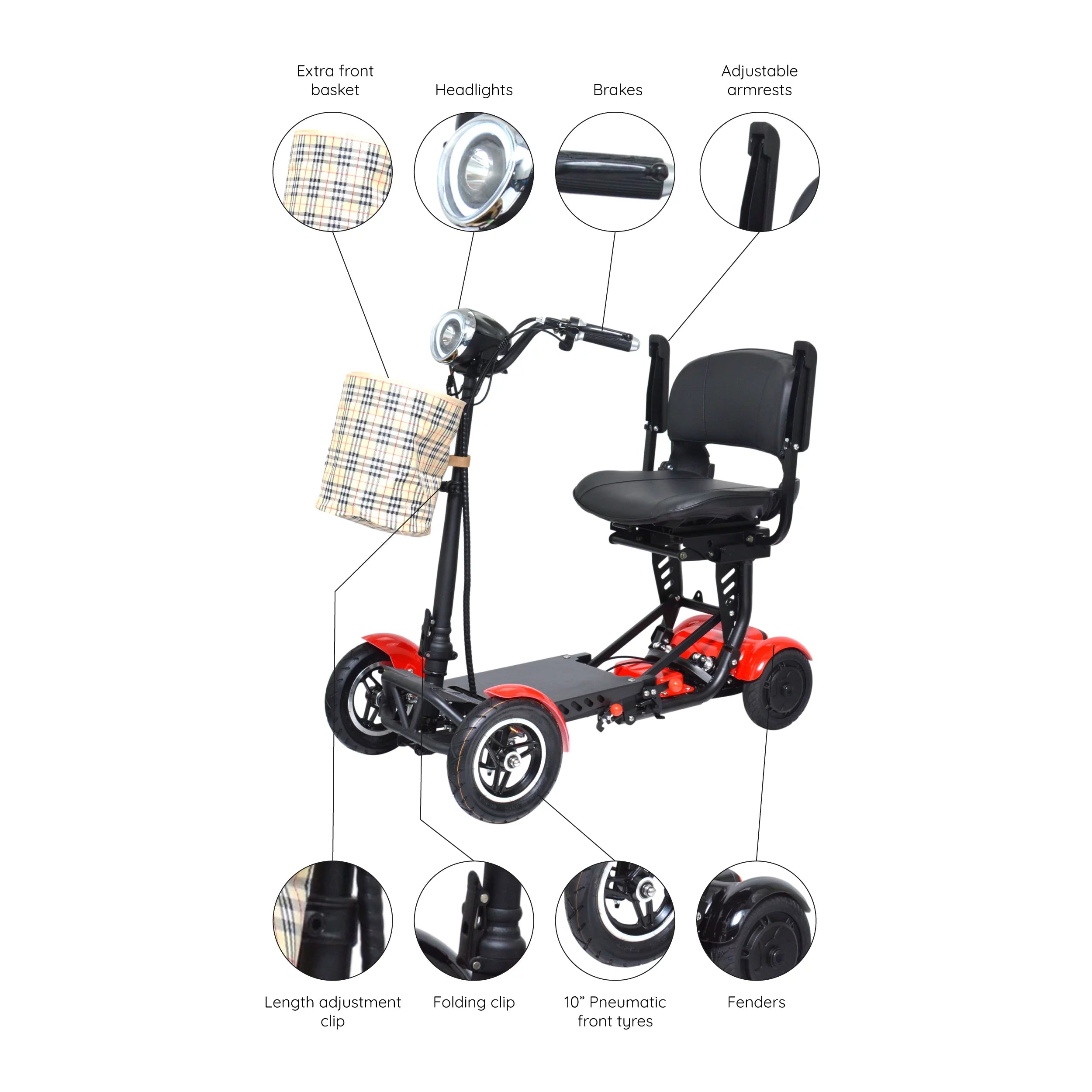 Compact Electric Scooter for Adults with Adjustable Seat and Armrests N441
