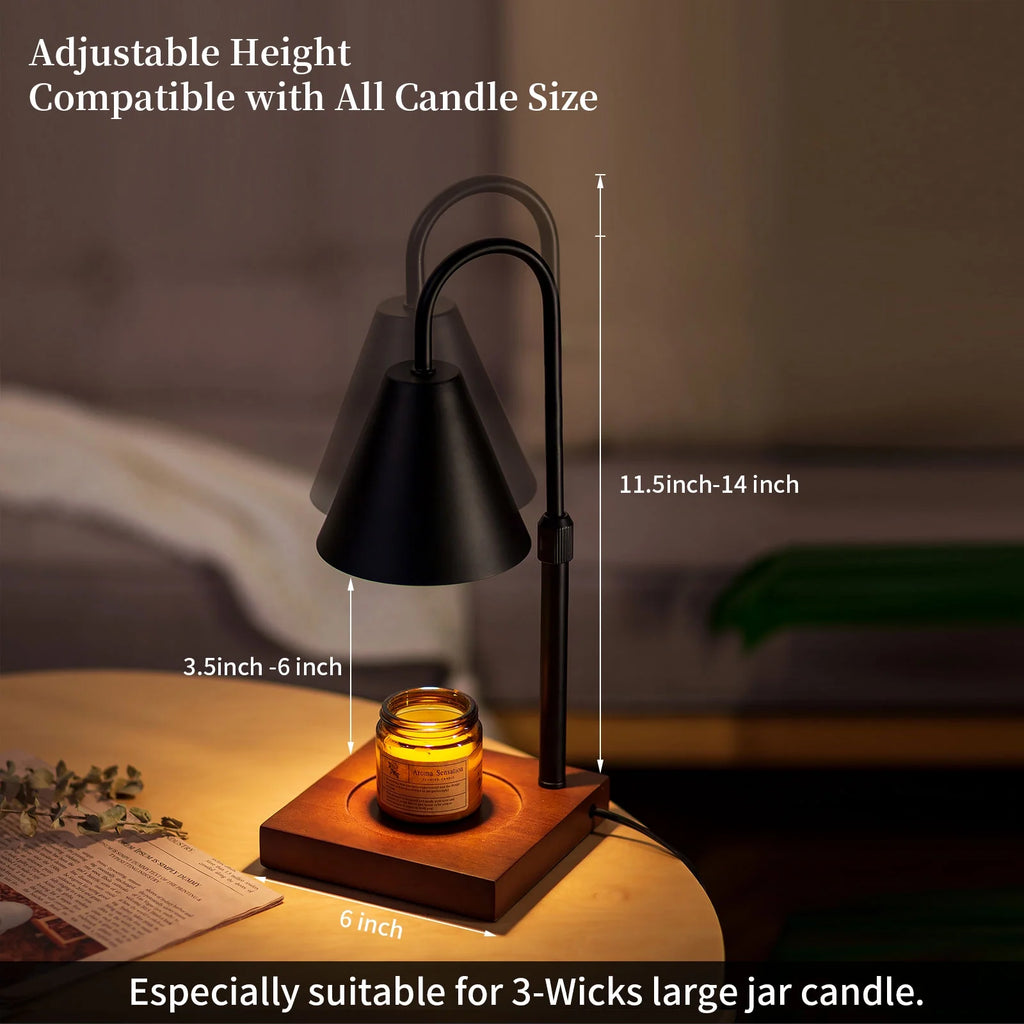Sziqiqi Candle Wax Warmer Lamp with Timer, Dimmable Light, 2 Bulbs, Black Walnut G296325