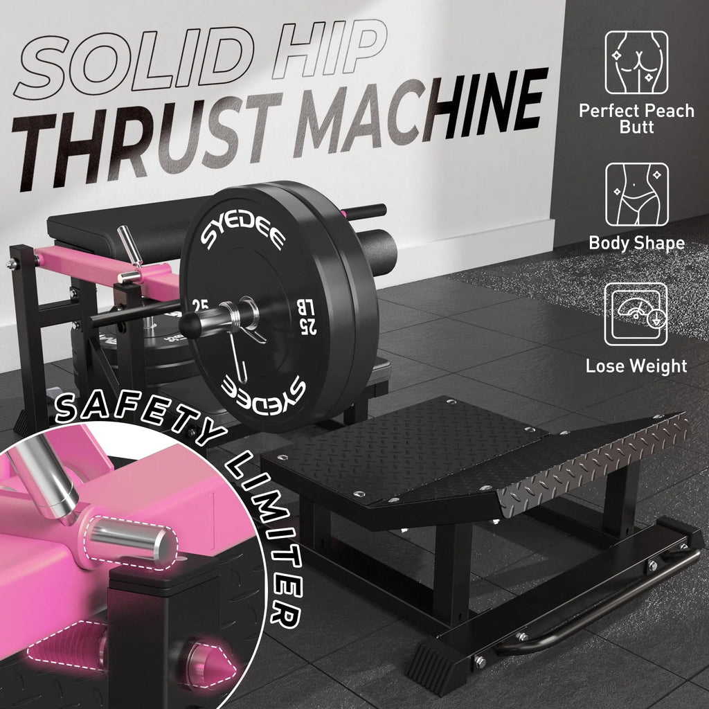 syedee Glute Bridge Machine, Heavy Duty Plate-Loaded Hip Thrust, Red J397479