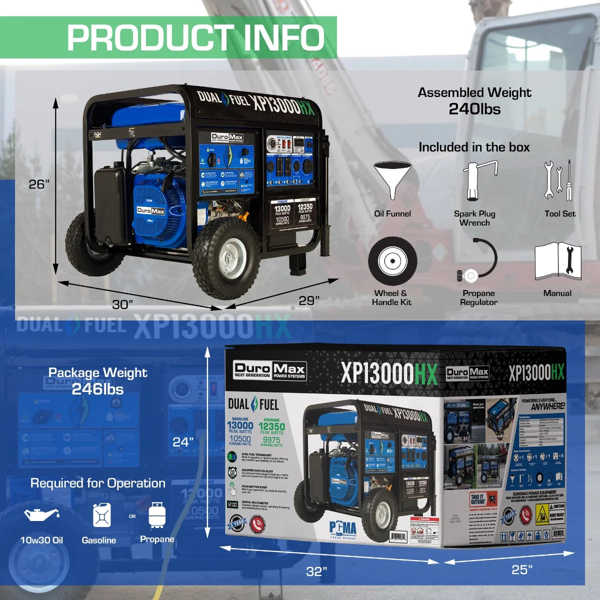 DuroMax XP13000HX 13,000 Watt Portable Dual Fuel Generator R53533