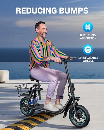 Gyroor C1 PRO 450W Electric Scooter for Adults, 25 Miles Range, 12" Wheels, Black O96328