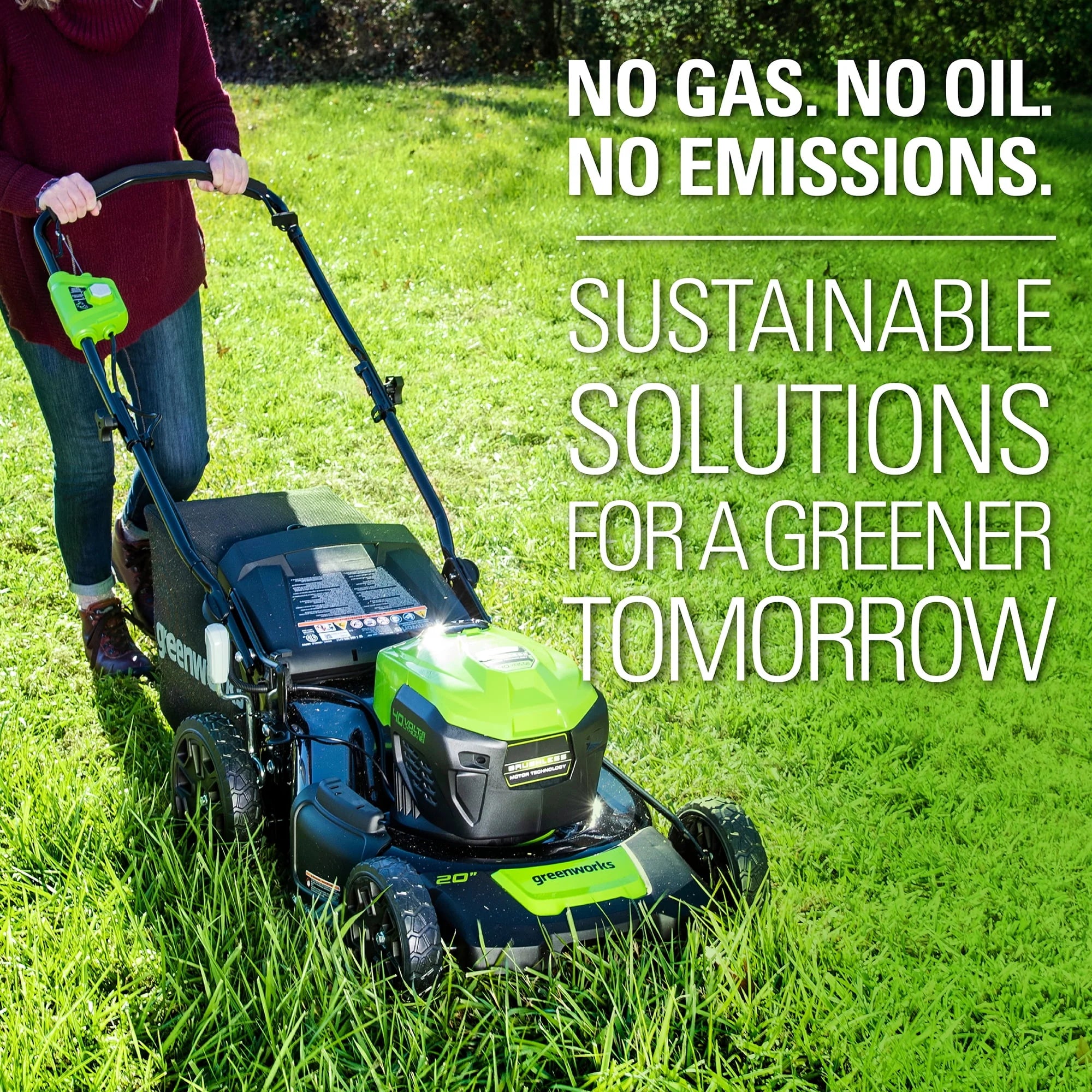 Greenworks 40V 20" Brushless Push Lawn Mower with Battery & Charger Z368