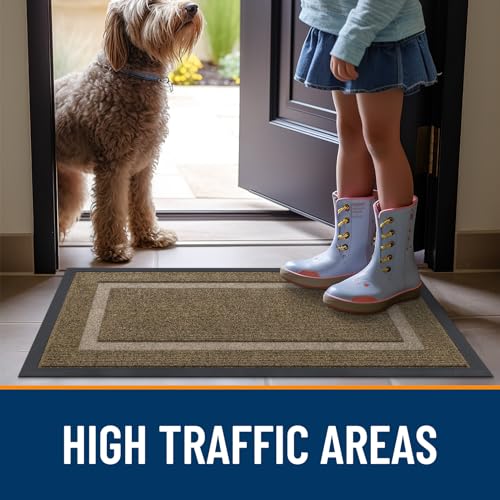 OLANLY Front Door Mat Indoor Outdoor Entrance, Waterproof, 36x24, Black P2970