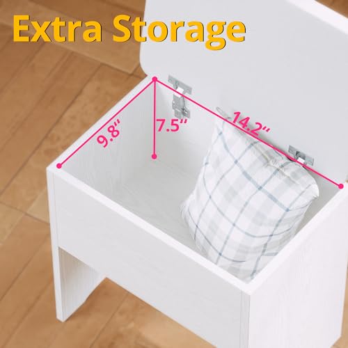 LIKIMIO Small Makeup Vanity Desk with Mirror and Lights, White S9485