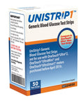 Unistrip Blood Glucose Test Strips; Case of 1200