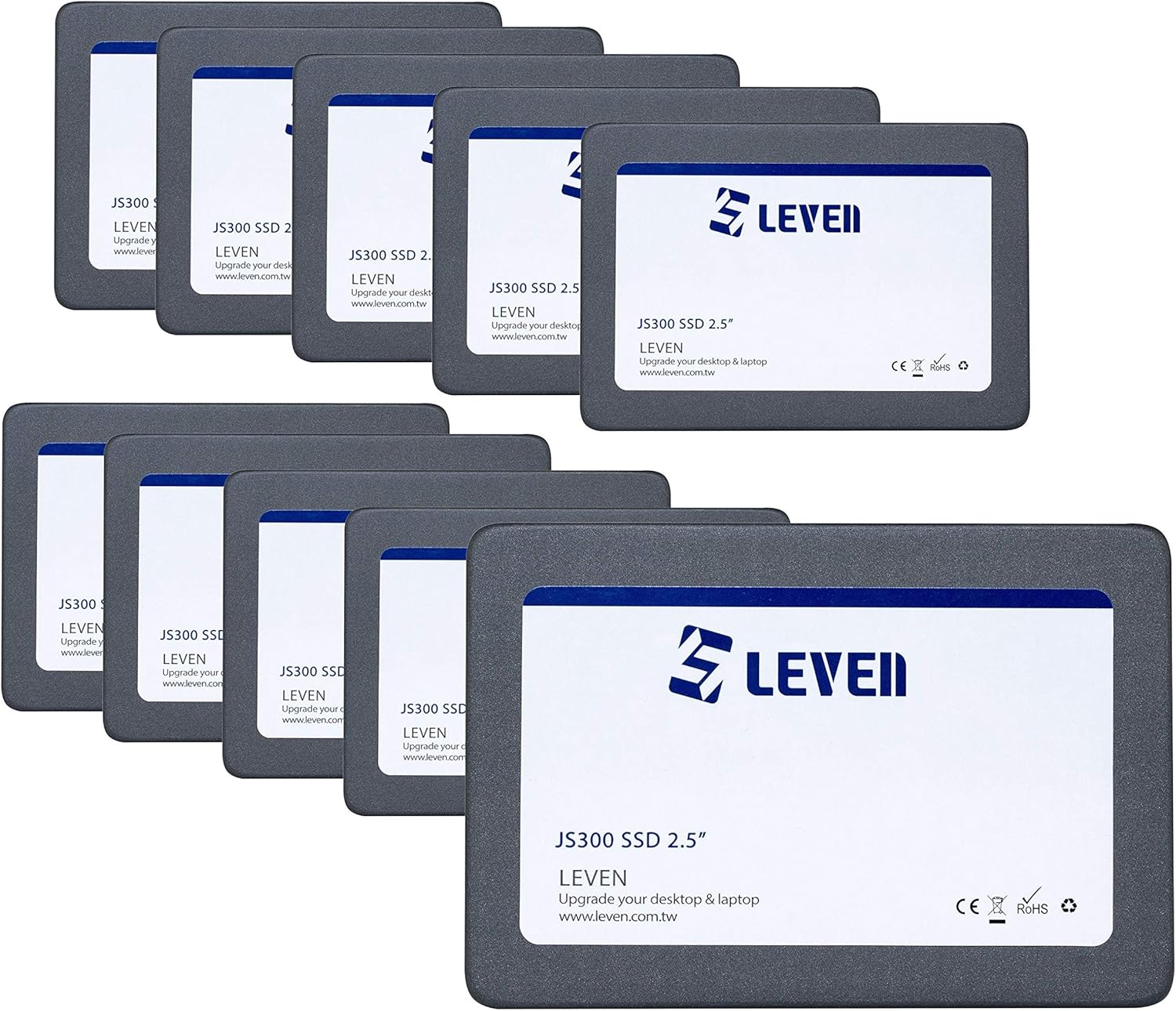 LEVEN SSD 512GB (Bulk 10 Pack) - up to 560MB/s - 3D NAND TLC SATA III Internal Solid State Drive - 6 Gb/s, 2.5 inch /7mm (0.28")- Compatible with Laptop & PC Desktop- (JS600SSD512GBx10)
