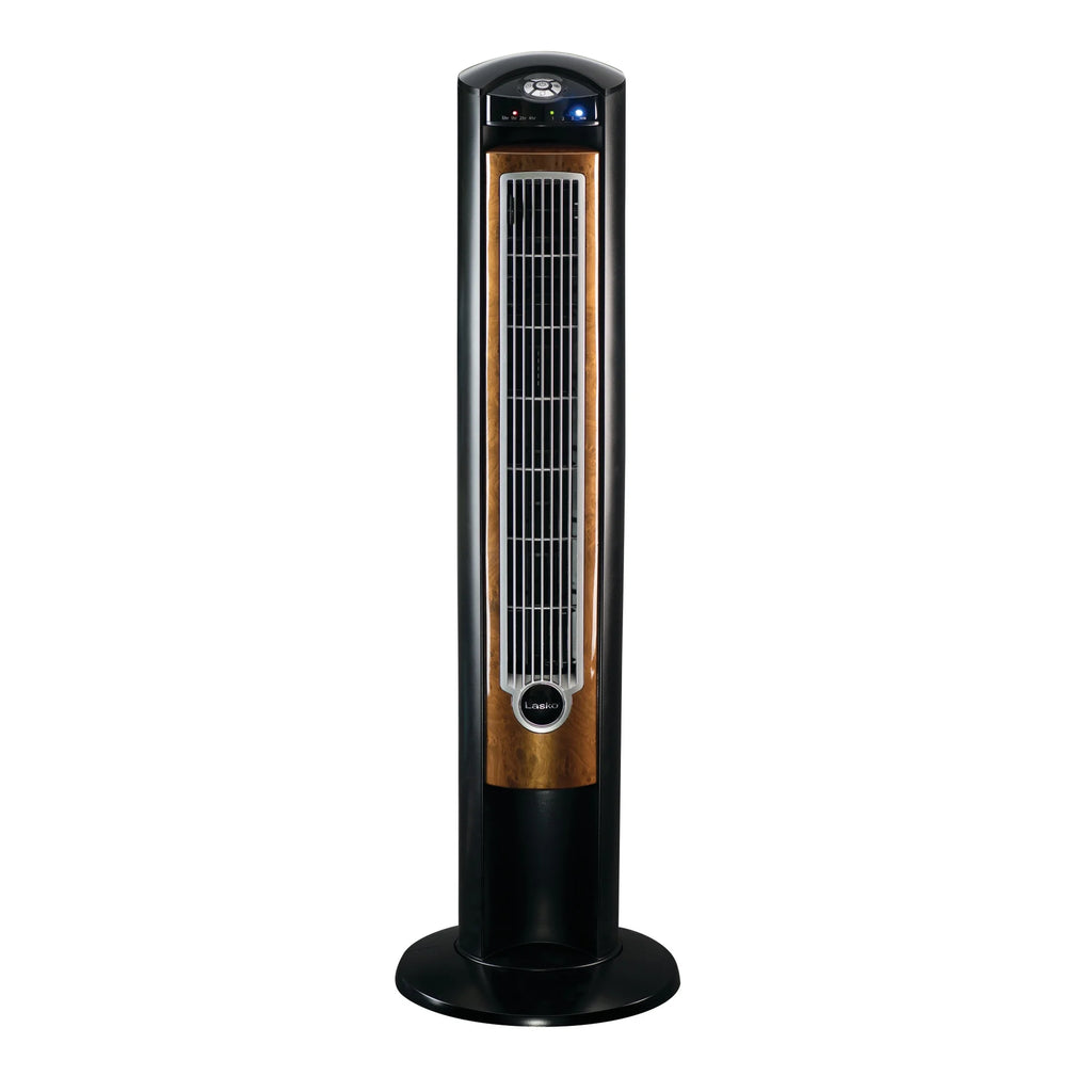 Lasko 42 Wind Curve Tower Fan with Ionizer and Remote, Gray/Woodgrain C6204