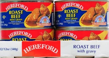 Hereford Fully Cooked Roast Beef with Gravy, 12 oz Can, 4 Pack I753820