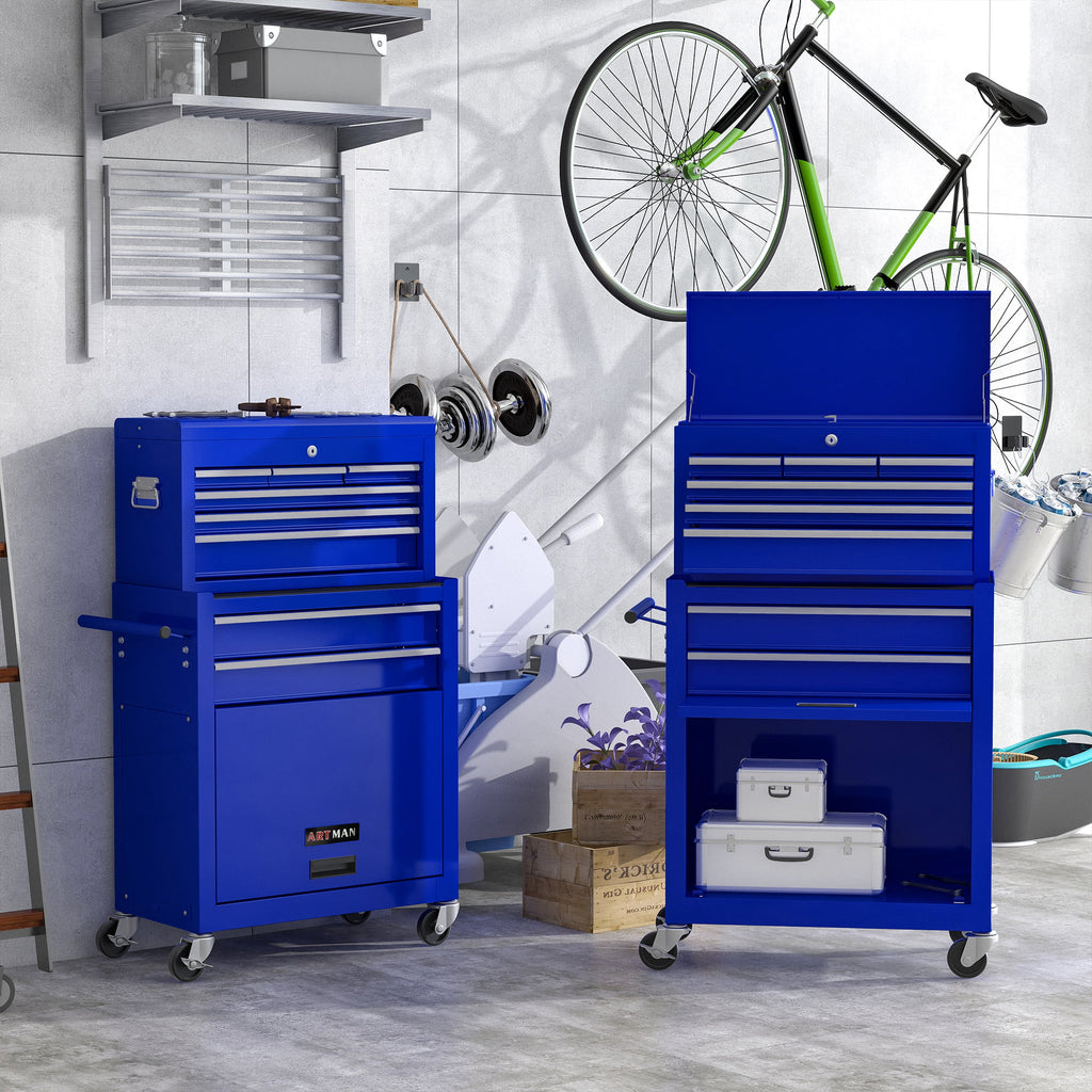 Blue 8-Drawer Rolling Tool Chest with Wheels and Lock Z60320