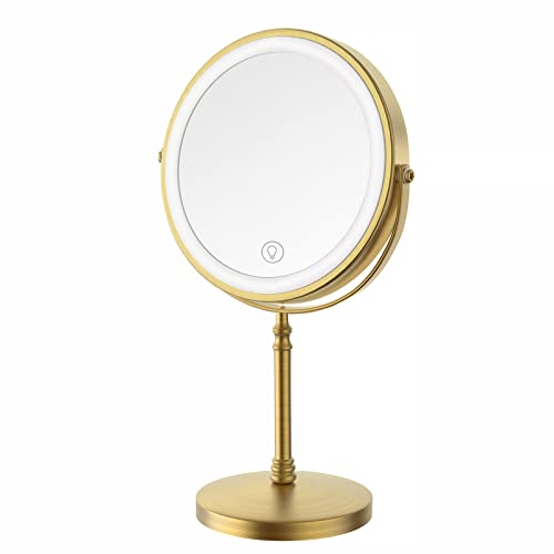 Lighted Makeup Mirror, Rechargeable Double Sided Magnifying Vanity Mirror, 3 Colors, 1x/10x F7514