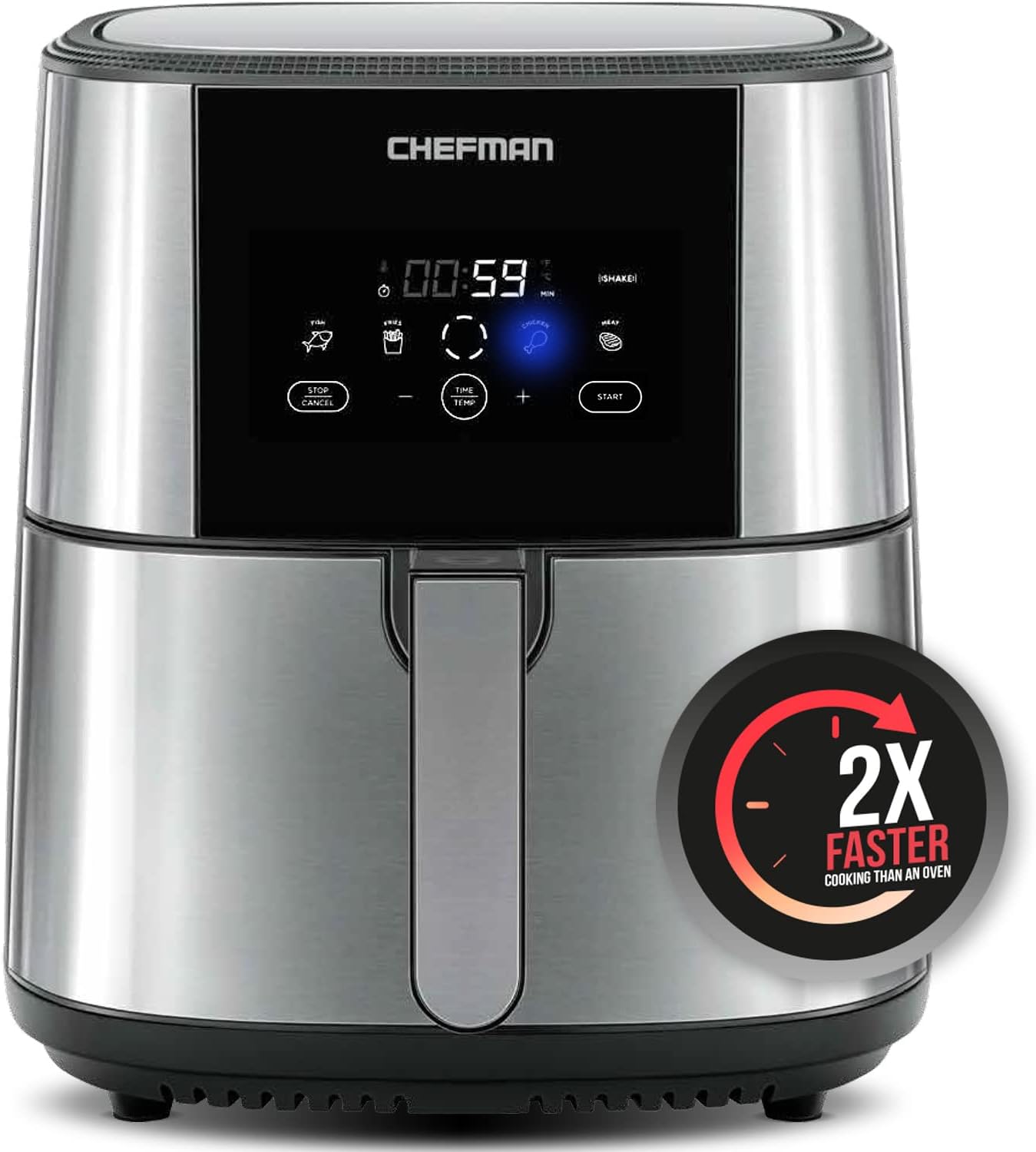 Chefman 6.3 Quart Digital Air Fryer with Rotisserie, Dehydrator & Convection Oven, Black F33681