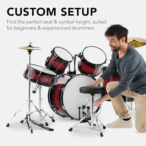 Best Choice Products 5-Piece Full Size Adult Drum Set with Cymbal Stands, Stool, Pedal, Sticks - Dark Blue Sparkle D34023